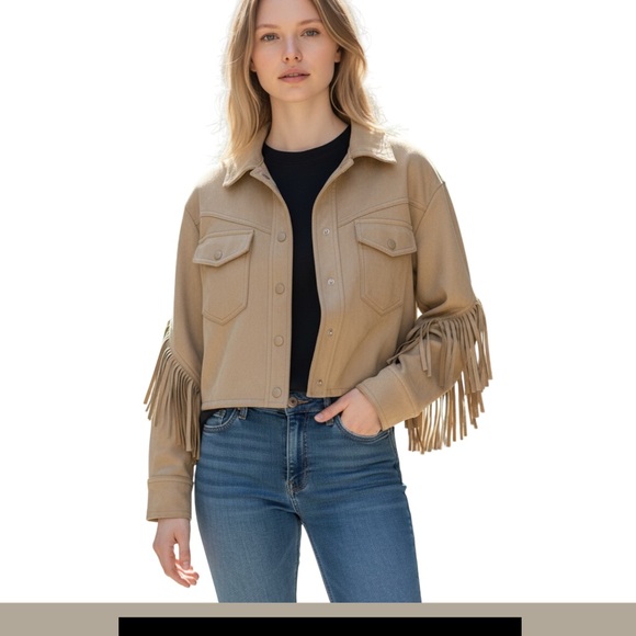Vintage Forever 21 Tan Fringe Utility Jacket new without tags - Picture 6 of 9